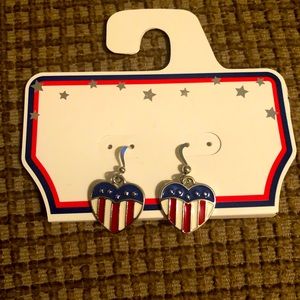 Patriotic Heart Earrings Brand New